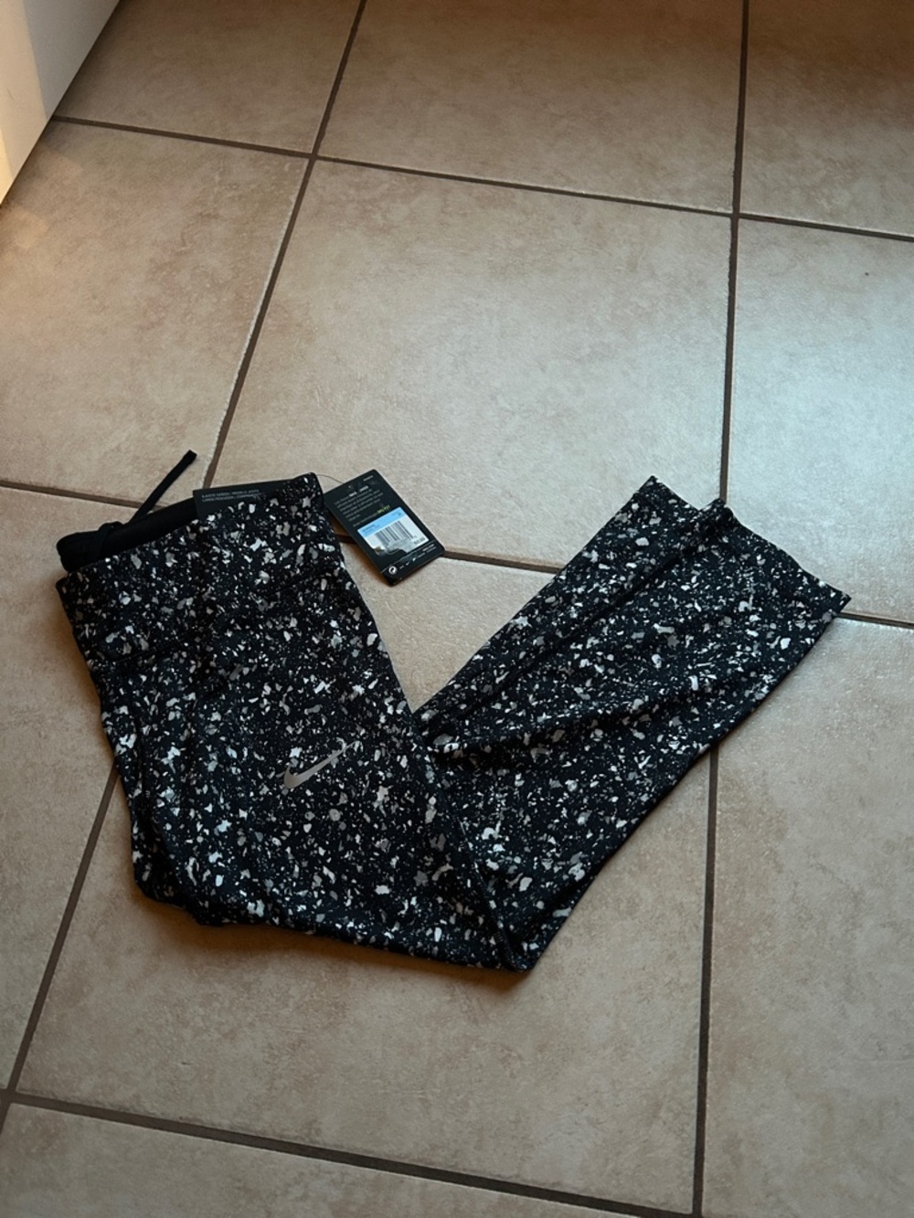 Nike Black Speckled Performance Leggings with White Flecks